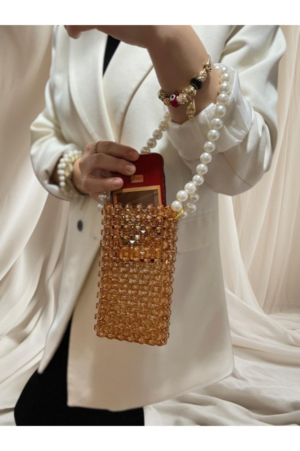 EL YAPIMI BONCUKLU NİŞAN,DÜĞÜN, ÖZEL GÜNLER CEP TELEFONU ÇANTASI